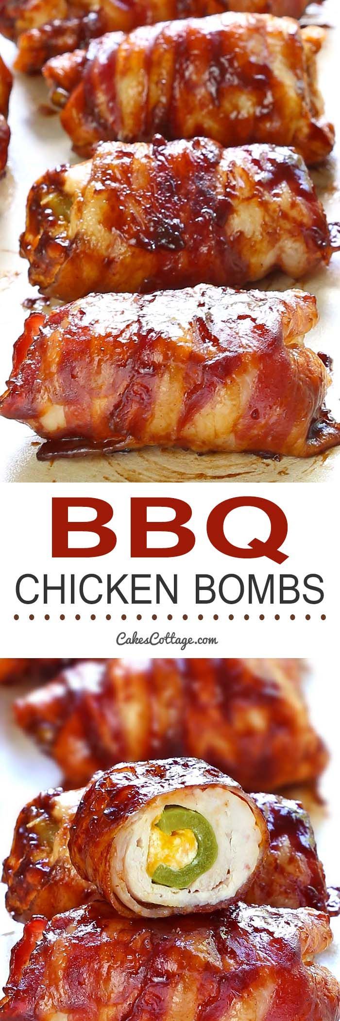 Get your tastebuds ready for a Bacon BBQ Chicken Bombs, it has chicken, cheese, bbq sauce, bacon and jalapeno…and yes, its as