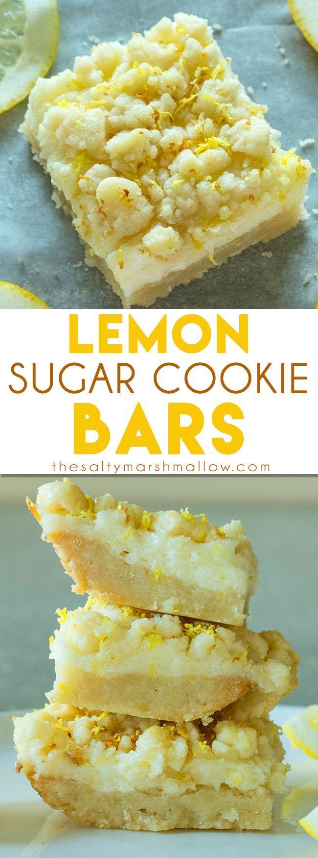 Lemon Sugar Cookie Bars:  These lemon bars are one of the best easy to make lemon desserts! They have a sugar cookie crust and
