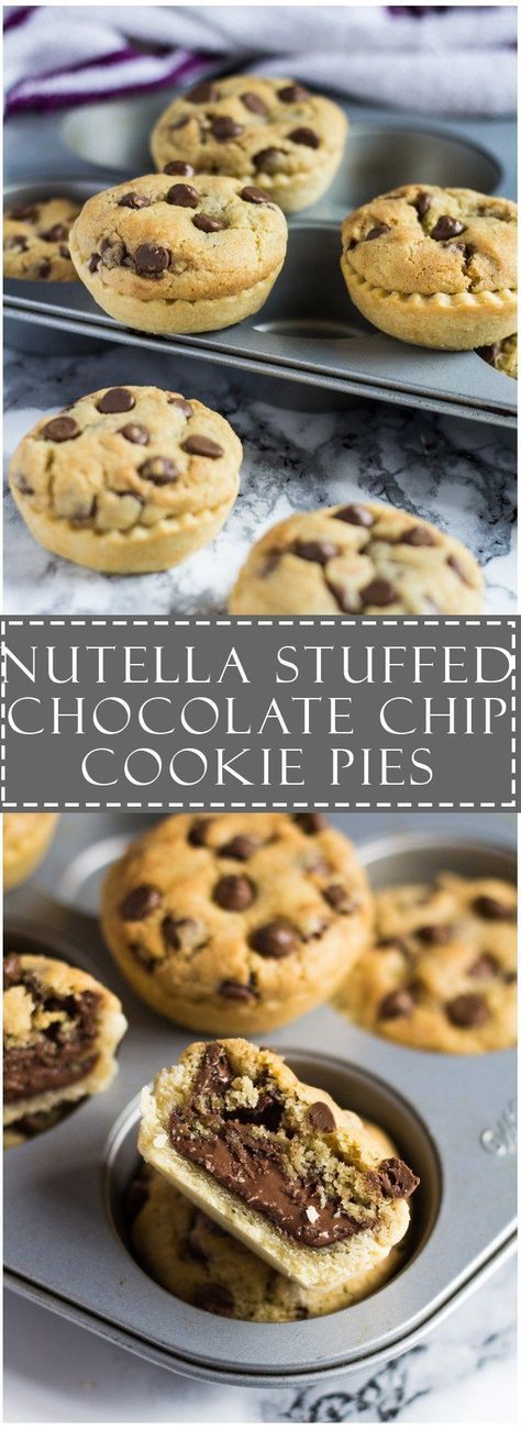 Nutella Stuffed Chocolate Chip Cookie Pies | Marshas Baking Addiction