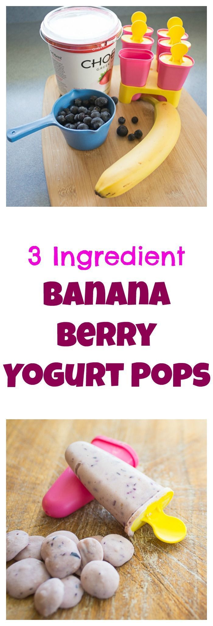 Our kids favorite summer “treat” – healthy banana blueberry yogurt pops. bloggingwithapple…