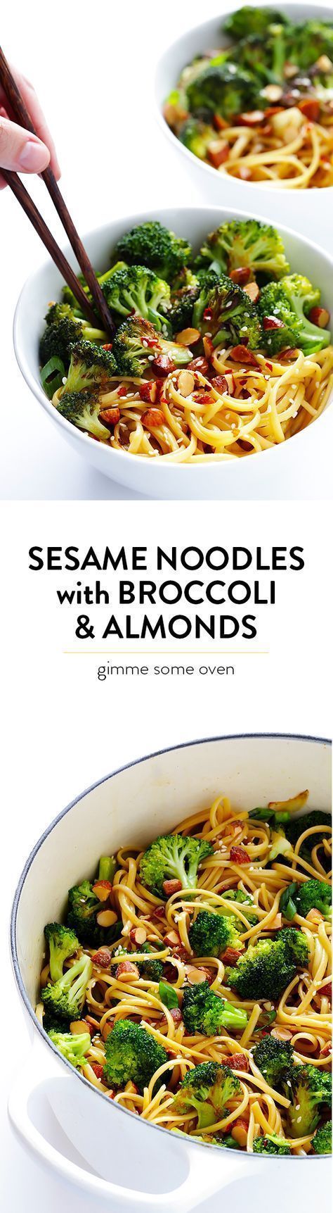 Sesame Noodles with Broccoli and Almonds — ready to go in 20 minutes, and full of the BEST fresh flavors. | gimmesomeoven.com
