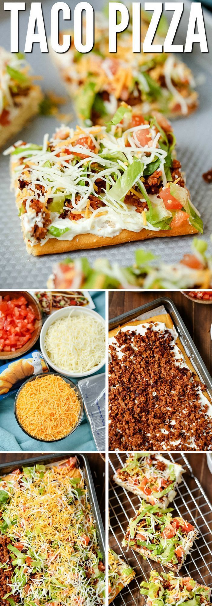 Taco Pizza is an easy family dinner (you can even make it the night before) or a tasty appetizer. Kids love this recipe and the