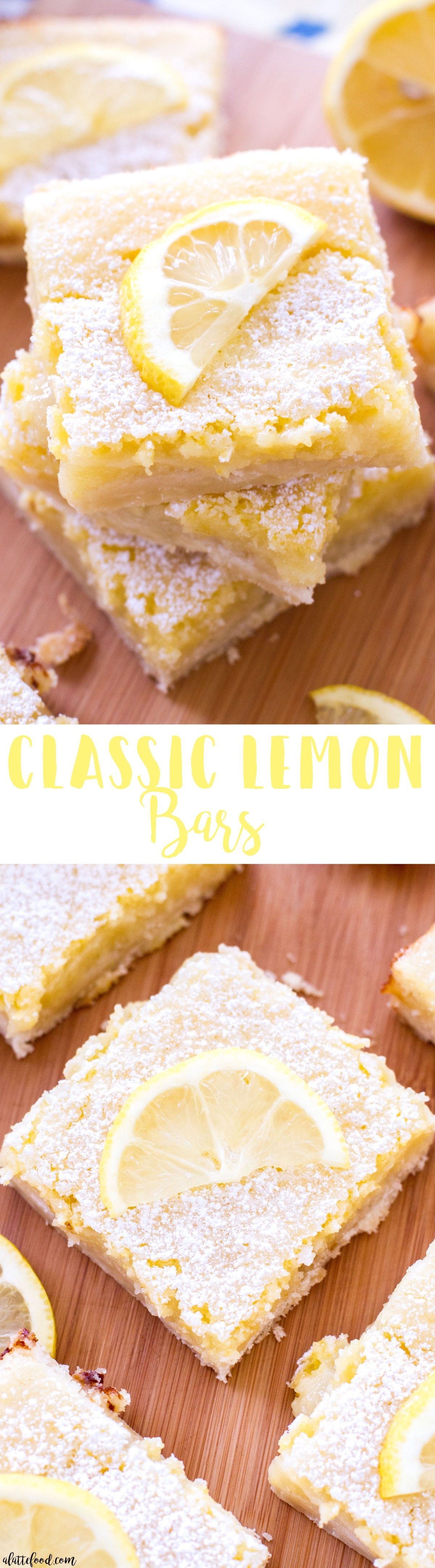 These classic homemade lemon bars have a tangy lemon filling and a sweet shortbread crust! These are the perfect Easter dessert,