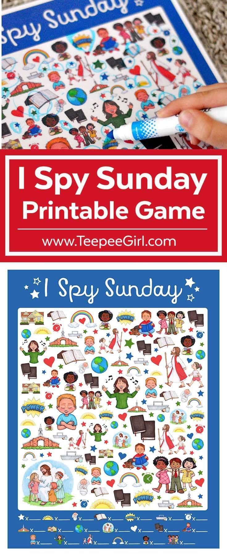 This free I Spy Sunday printable game is perfect for church, Sunday School, primary, and family home evening! If you are looking
