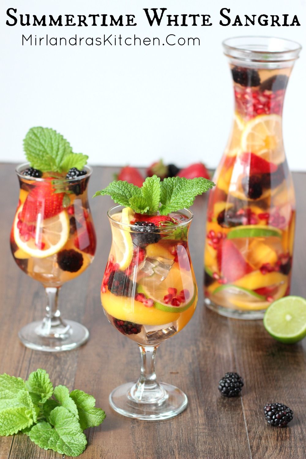 This white sangria is the perfect sweet, fruity, wine drink to serve at a BBQ or cool off with all summer long.  I can never