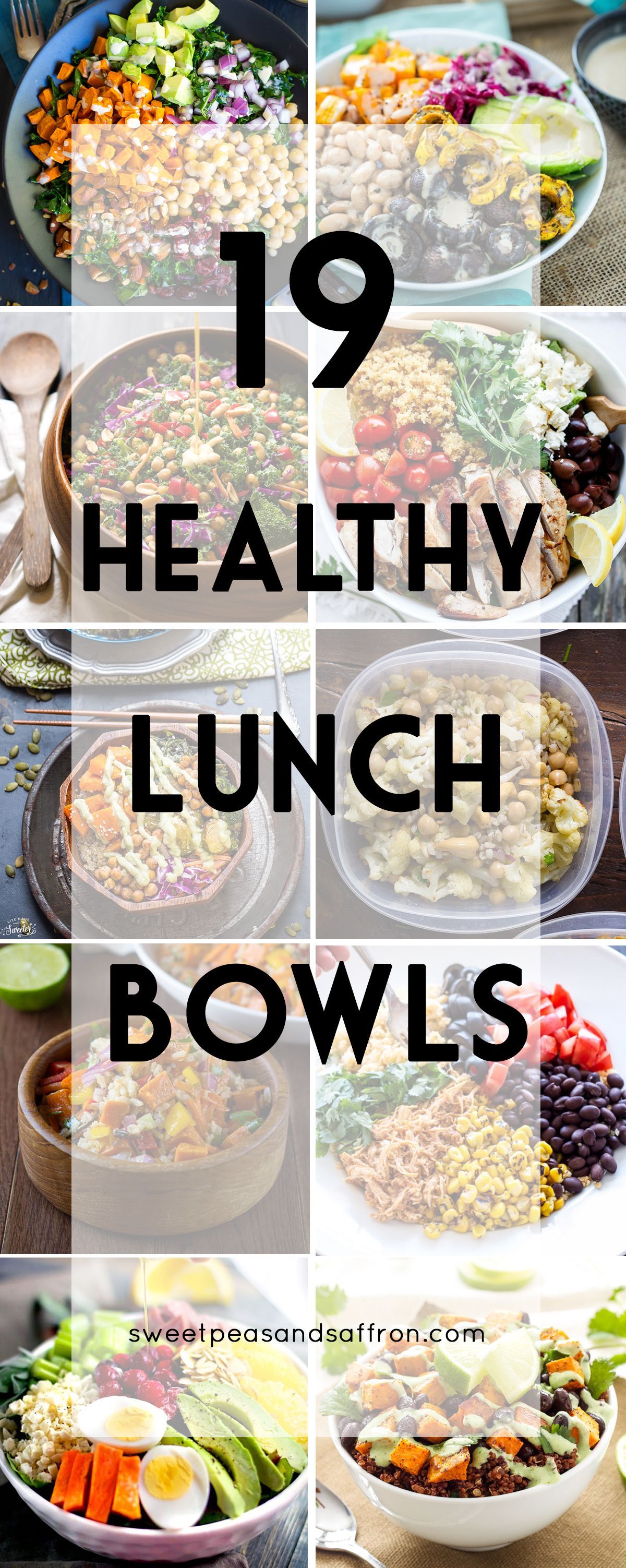 19 Healthy Lunch Bowls! These are all make-ahead lunch recipes that are perfect for a work lunch.