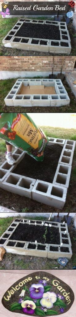 4 Raised Bed Garden Made Out Of Cinder Blocks