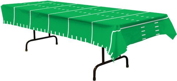 Add this Game Day Football Tablecloth to you football themed party to make it a huge success. The tablecloth looks just like a