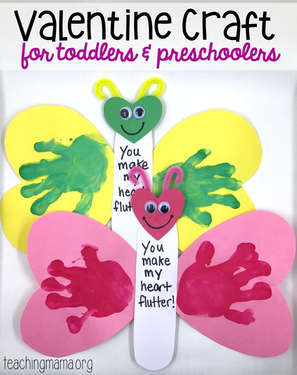 An easy and adorable You Make My Heart Flutter Valentine craft.
