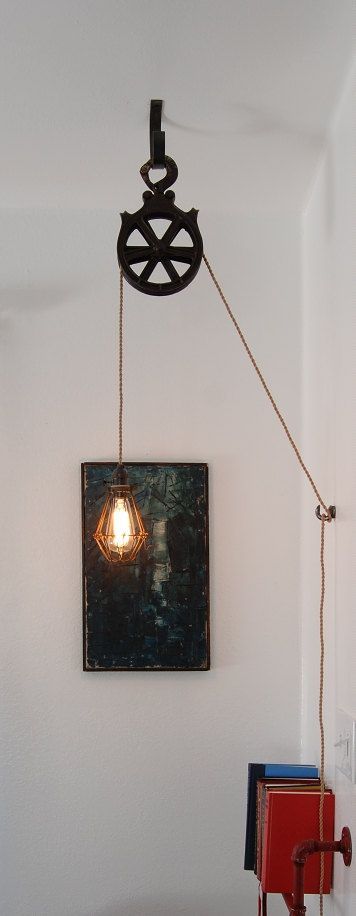 Antique Cast Iron Pulley Lamp Vintage by PhotonicStudio on Etsy, $290.00