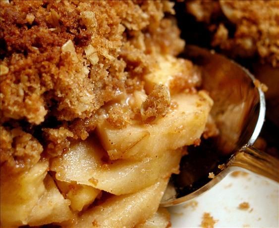 Apple Crisp: “Crispy, crunchy topping, not too sweet, not soupy or runny. Perfect. We ate it warm with whipped cream on top.”