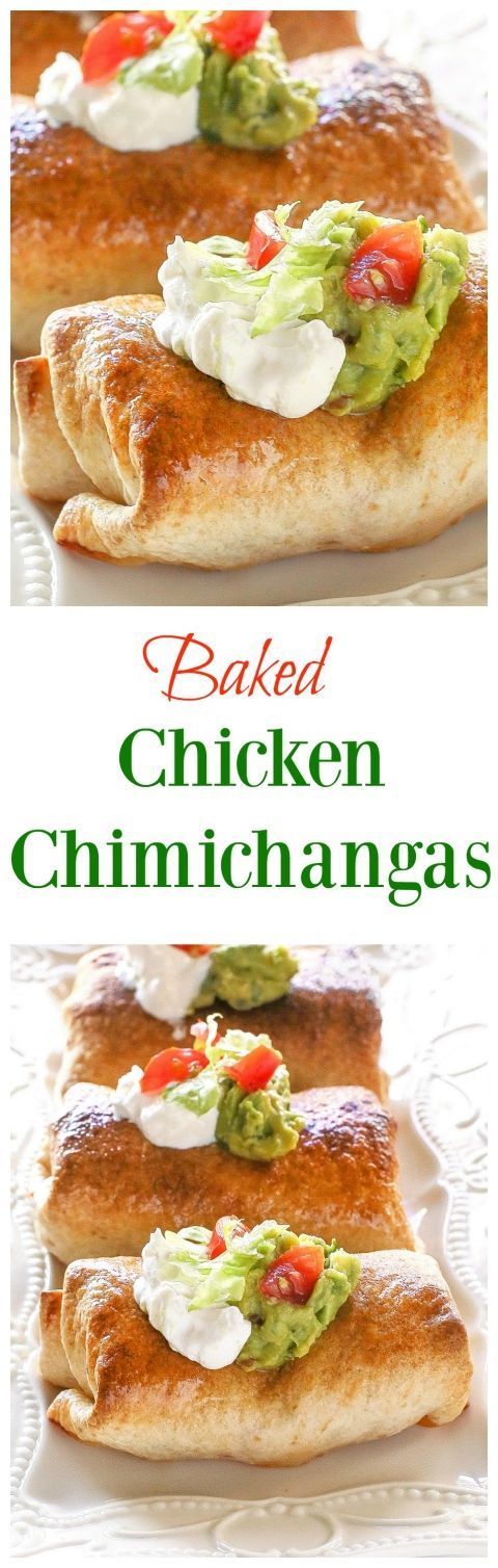 Baked Chicken Chimichangas – one of our favorite healthy Mexican meals. the-girl-who-ate-…