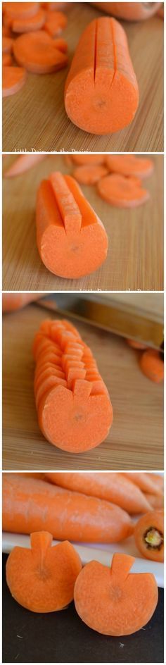 Carrot pumpkins! Makes cute and healthy alternative for Halloween treats. They would even be fun at Thanksgiving too! Little Dairy