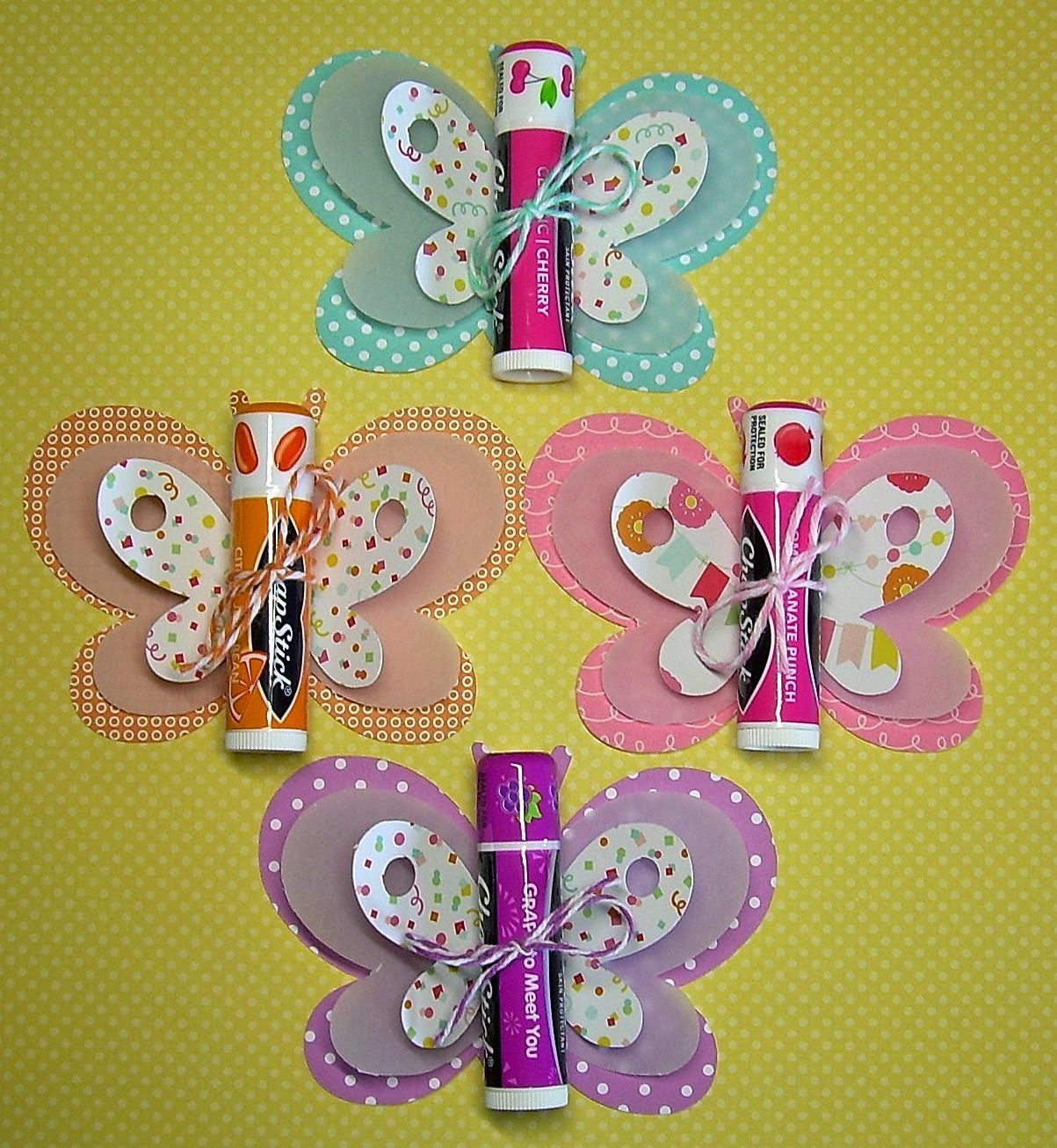 Chapstick Butterflies! what a cute idea for a little girls party and many other occasions.