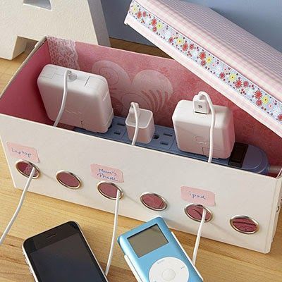 Charging Station. I need to do this. DIY Monday # Recycled shoeboxes