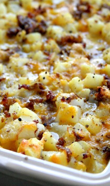 Cheesy Potato Breakfast Casserole Recipe – We love this easy breakfast casserole!