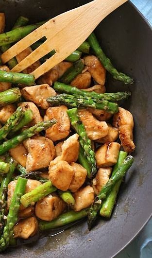 Chicken and asparagus lemon stir fry…would have to modify to make clean but would make a great no carb dinner