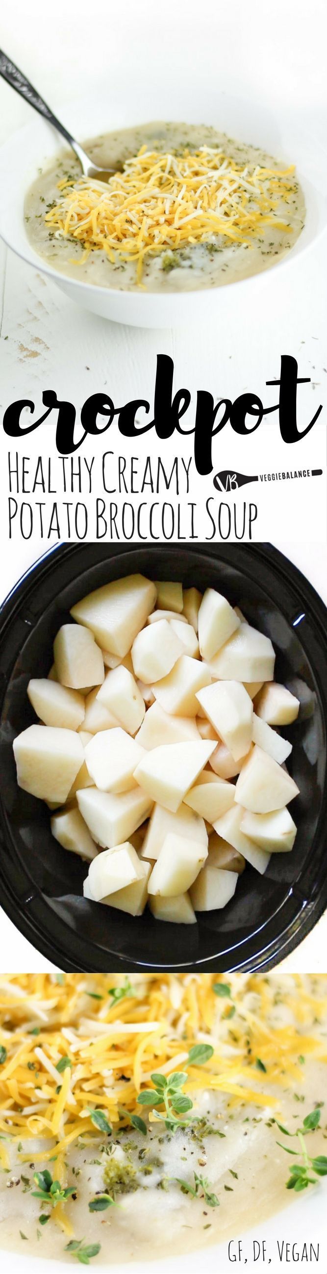 Dairy-Free Crockpot Broccoli Potato Soup recipe made healthy! Its delicious, its creamy, and it is chock-full of potatoes and