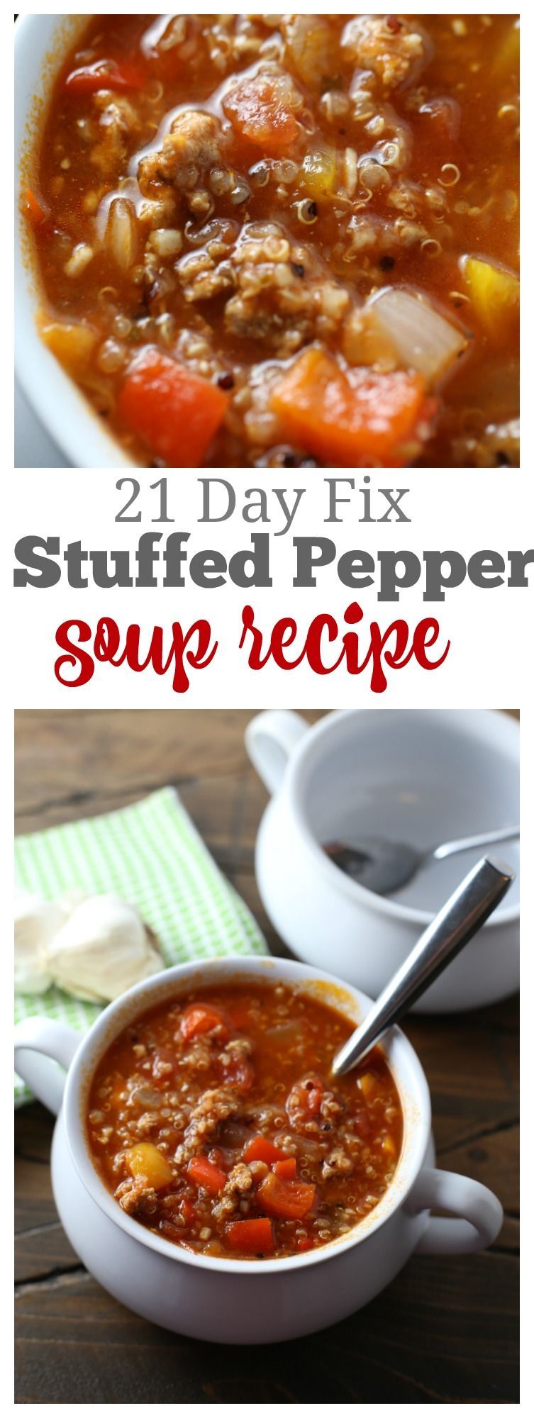 Delicious Stuffed Pepper Soup that’s 21 Day Fix approved plus it has amazing flavor! So good you won’t even know you’re