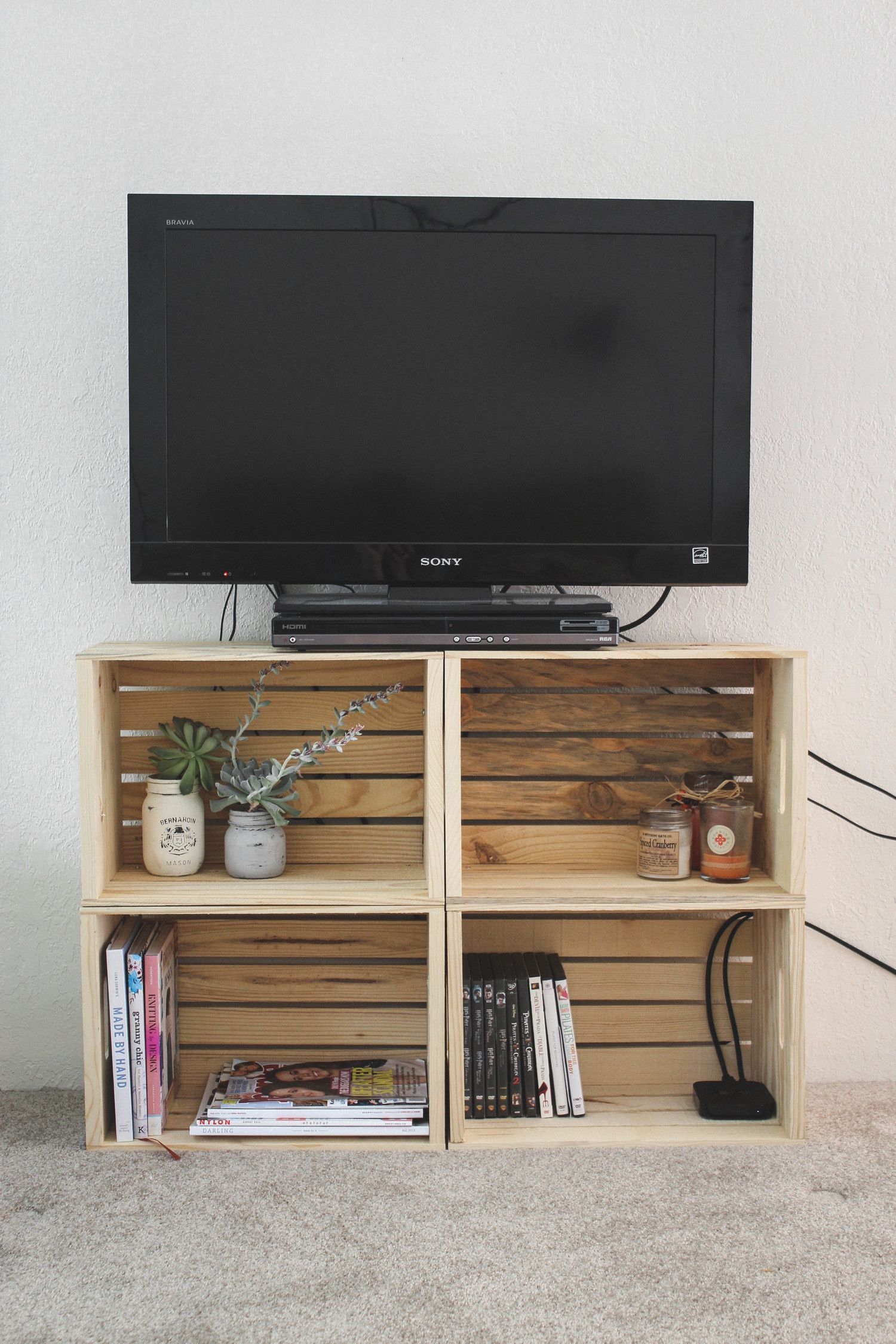 DIY Crate TV Stand — Cashmere and Plaid