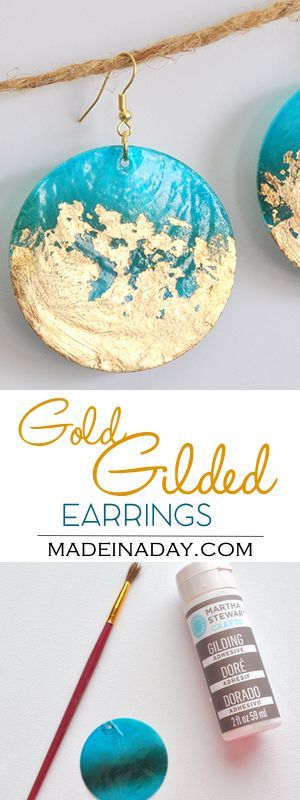 DIY Gold Gilded Earrings – jewelry makeover ideas – on Madeinaday.com