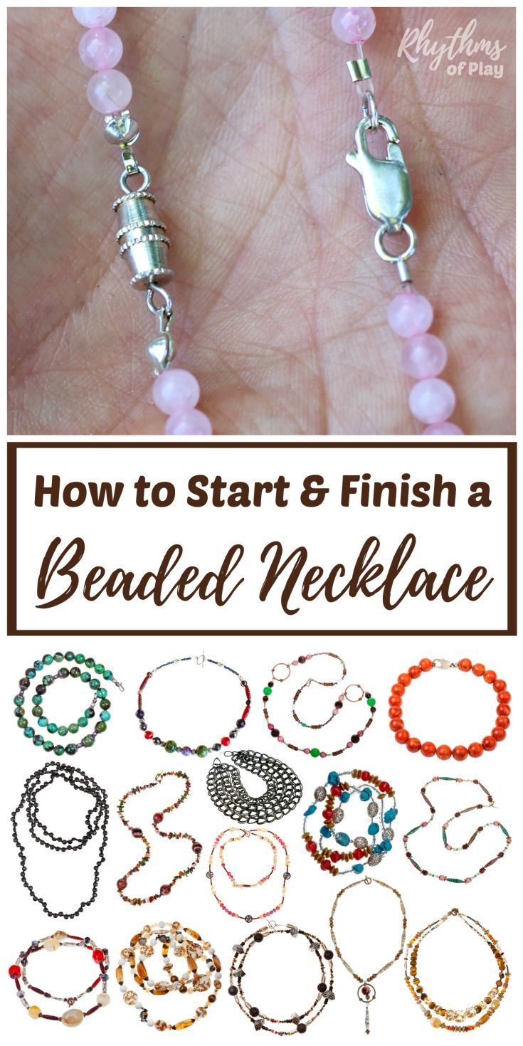 DIY jewelry making tutorials and simple ideas for beginners. Learn 3 easy ways to start and finish a beaded necklace or bracelet;