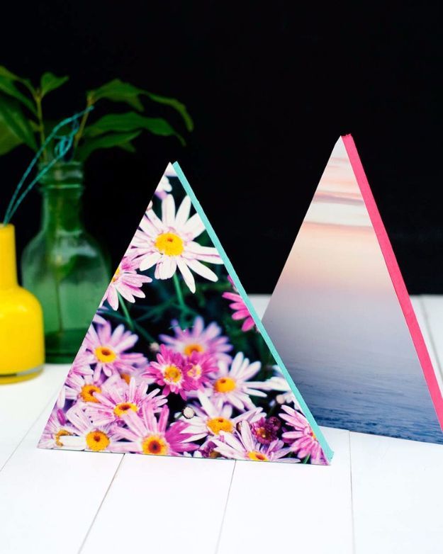 DIY Projects for Teenagers – DIY Neon Triangle Photo Frames – Cool Teen Crafts Ideas for Bedroom Decor, Gifts, Clothes and Fun