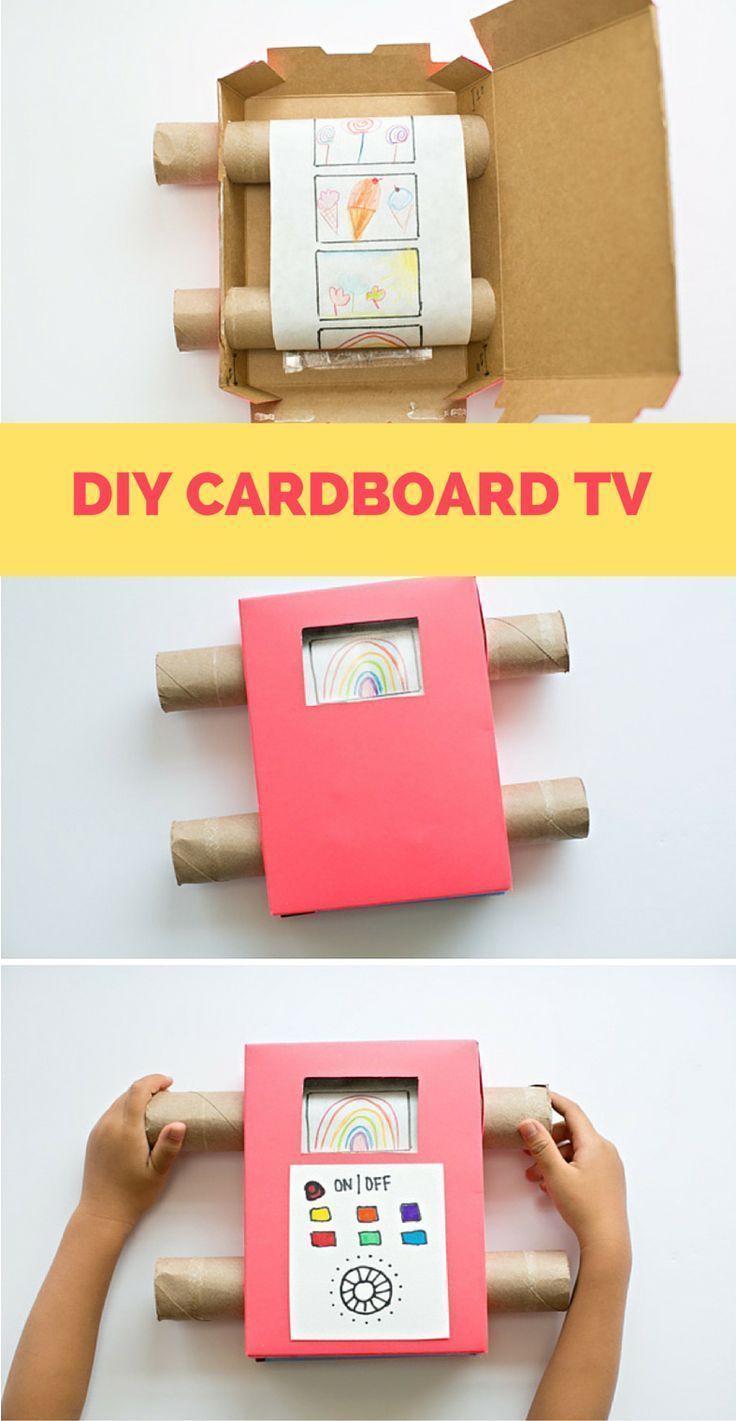 DIY Recycled Cardboard TV. Show off your kids art with this fun cardboard TV projector thats a great way to unplug from digital