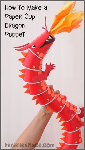 Dragon Paper Cup Puppet Craft with “View it and Do it” Step by Step Video from www.daniellesplac… ©2016
