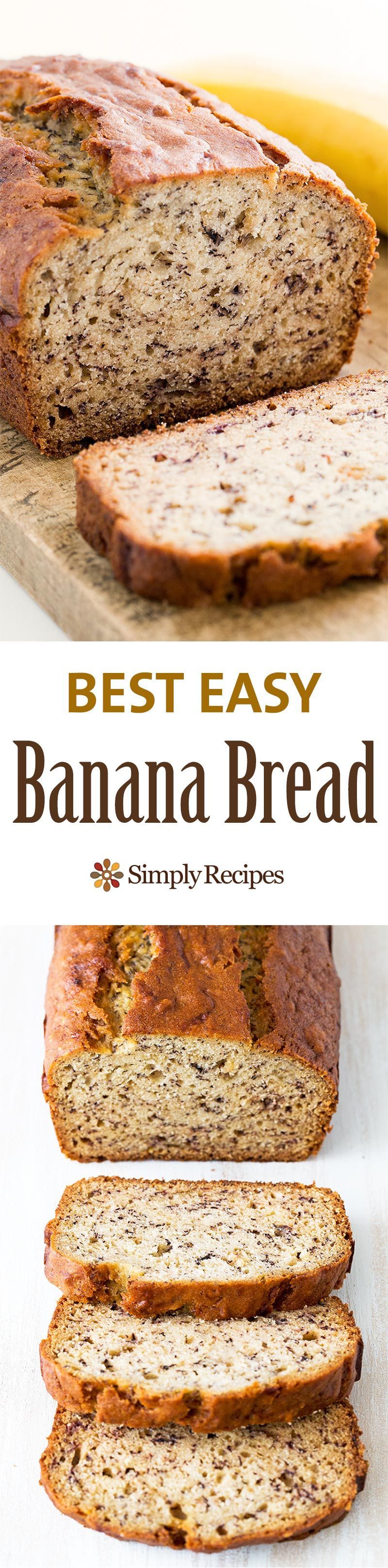 Easiest banana bread ever! No need for a mixer! Delicious and easy, classic banana bread recipe. Most popular recipe on
