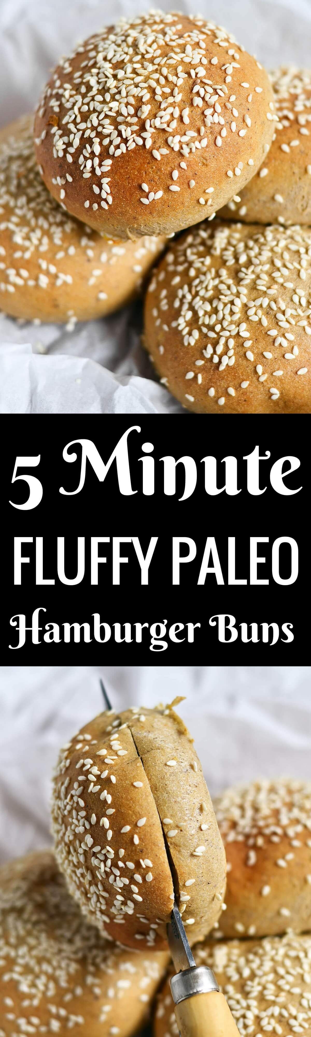 Extra fluffy and easy to make paleo hamburger buns will leave you in awe! Grain free. Paleo. Yeast free. Nut free. Ready in 5