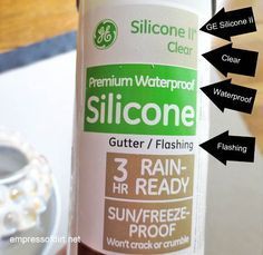 GE Silicone II sealant – clear, waterproof, made for Gutter/Flashing works for most garden art projects | www.empressofdirt.net