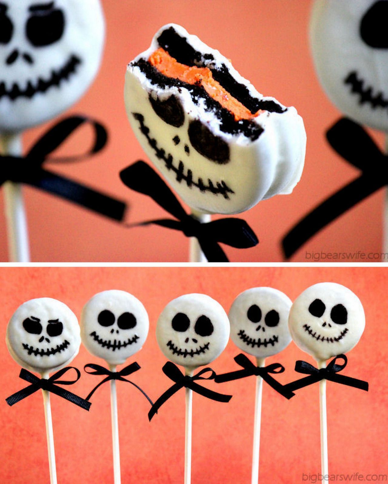 halloweencrafts: “ DIY Easy Jack Skellington Oreo Pop Tutorial from Big Bear’s Wife. These Jack Skellington Pops are made from