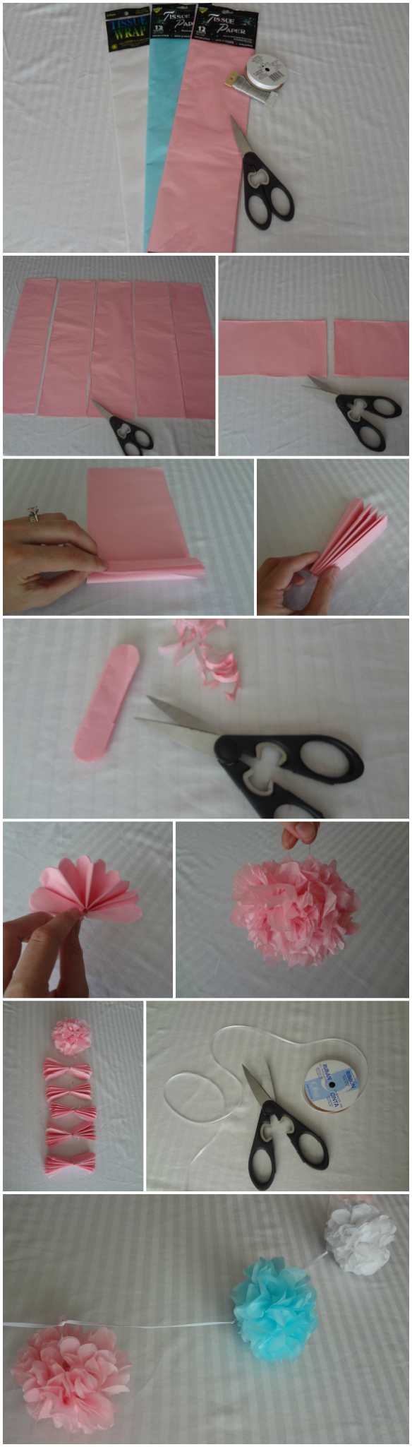 How to make a tissue pom pom galand via One Stylish Party