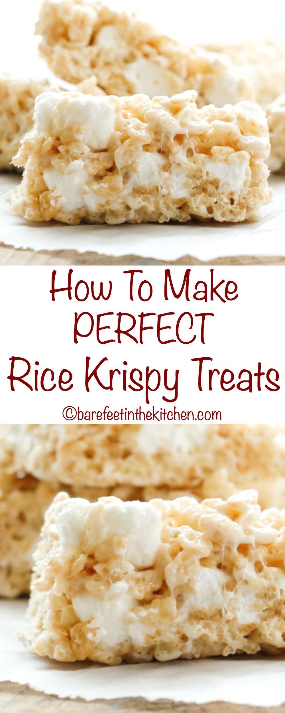How To Make PERFECT Rice Krispy Treats – get the recipe at barefeetinthekitchen.com