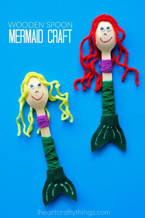 If you have mermaid fans at your house, they are going to love this cute wooden spoon mermaid craft. The little mermaids make