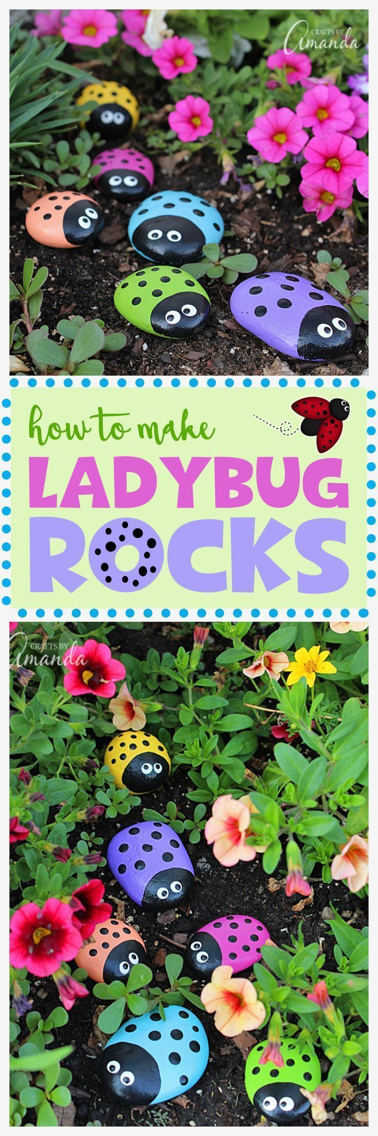 Learn to make these adorable ladybug painted rocks. use special outdoor paint for this adorable garden craft so you can keep