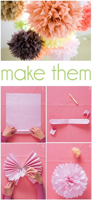 Leos How to make party pom-poms – About 60 years ago my Mom showed me how to make these with regular tissues and hold it together