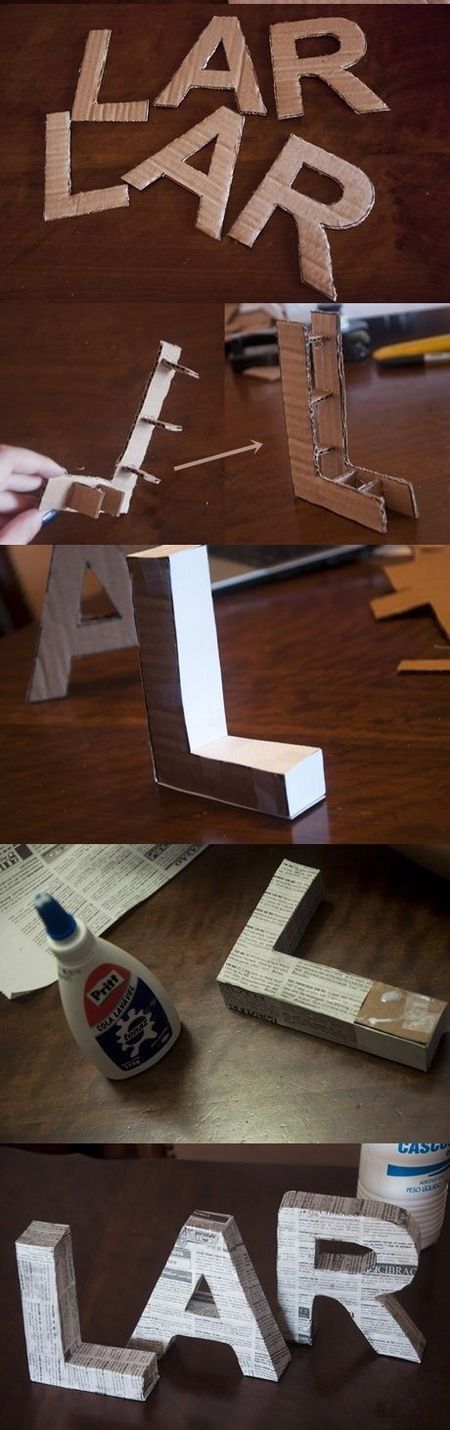 Llevo días queriendo hacer letras en cartón grandes y este DIY me viene genial   En el tutorial las han forrado de tela y …