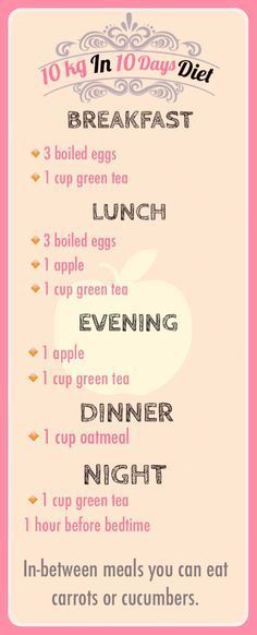 Lose 10 kg in 10 days Just dont skip any meal so you dont feel hungry during the day This diet is about 900 calories You can also