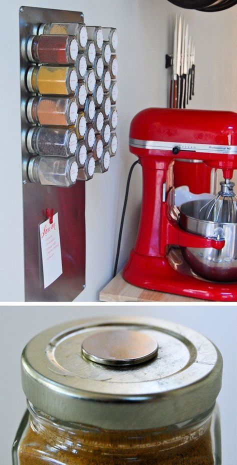 *Make a Magnetic Spice Rack | Click Pic for 25 DIY Small Apartment Decorating Ideas on a Budget | Organization Ideas for Small