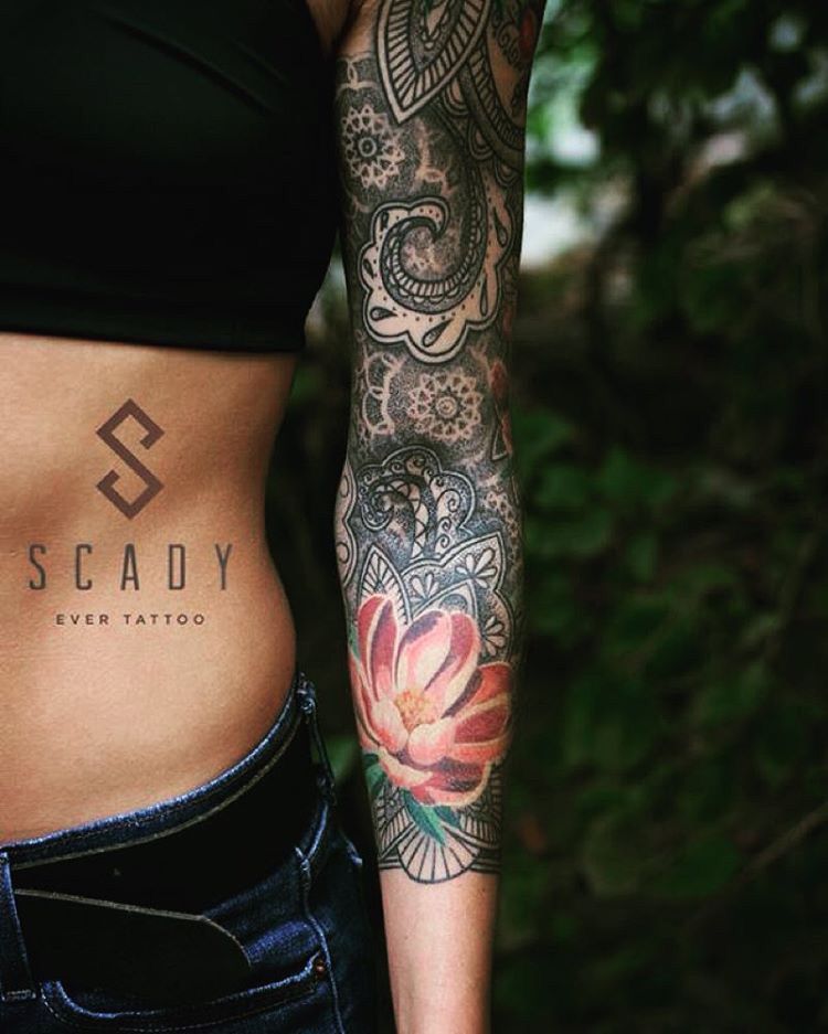 mandala and flower tattoo