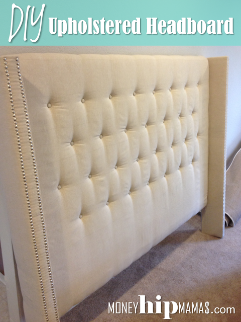 Money Hip Mamas: DIY Upholstered Headboard with Nailhead Detailed Arms