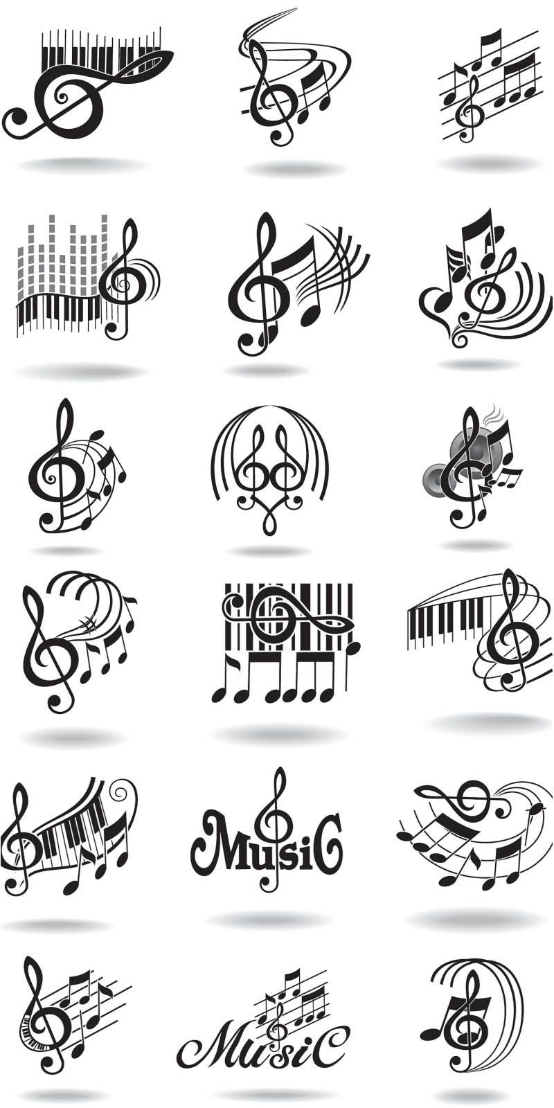 Notes, music staff and treble clef vector | Vector Graphics & Vector Illustrations