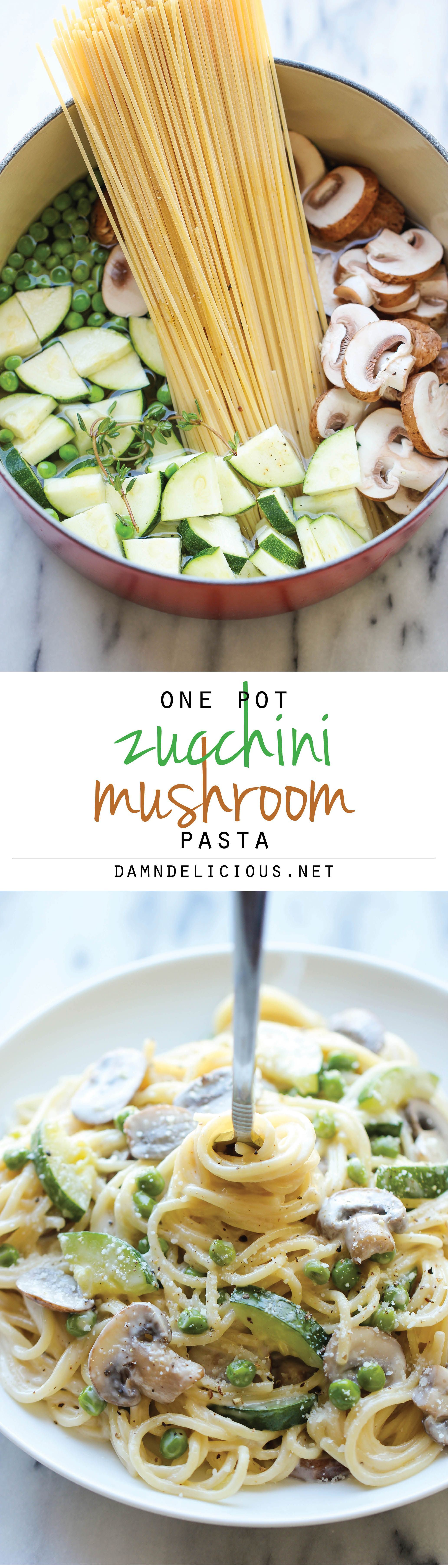 One Pot Zucchini Mushroom Pasta, one pot meal, pasta, easy meals, weeknight meal