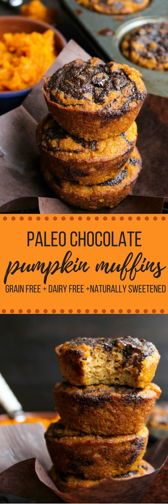 Paleo Pumpkin Muffins with a Chocolate Swirl Top – a simple, one bowl recipe…