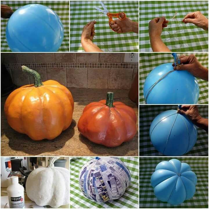 Paper mache pumpkin! This would be awesome for a center pieces at thanks giving dinner or great for apartments!