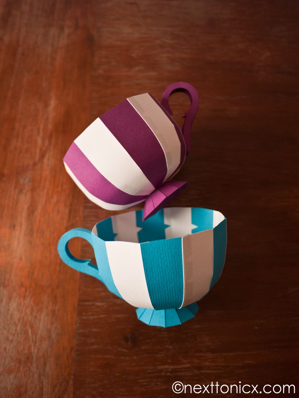 Paper Tea Cups — free template | from next to nicx (With a version that has a lid to make a gift box as well).