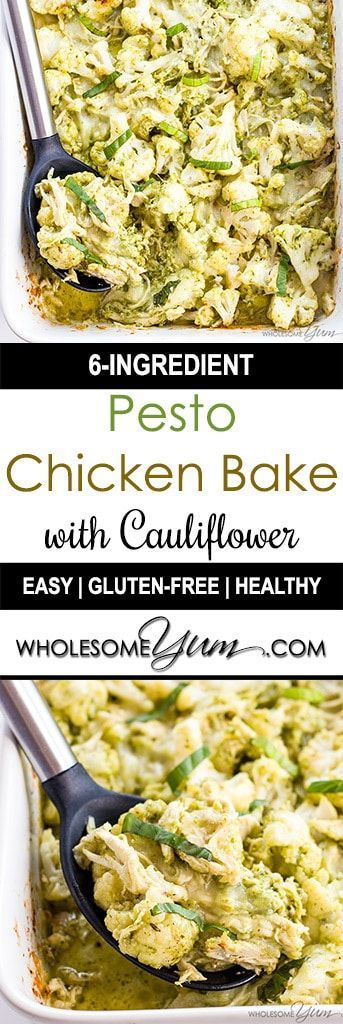 Pesto Chicken Bake with Cauliflower (Low Carb, Gluten-free)