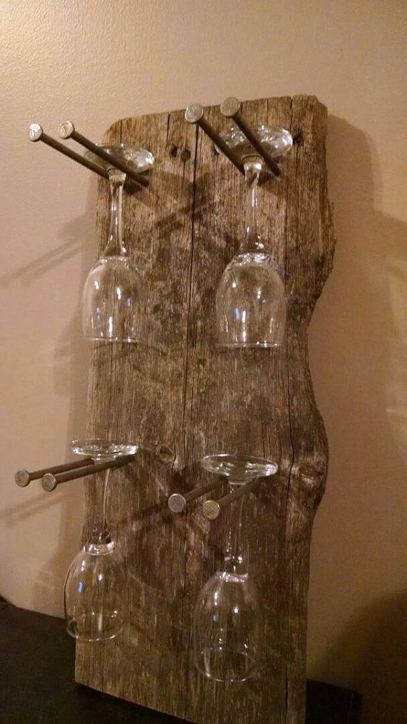 Rustic Glass Wine Rack by RinehimerWoodworking on Etsy